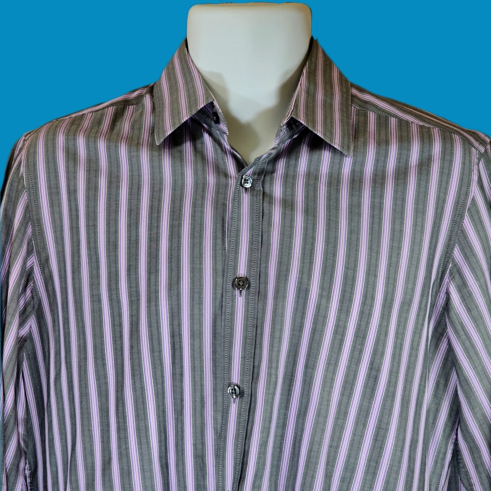 Hugo Boss Gray and White Casual Button Down Shirt - Picture 2 of 7